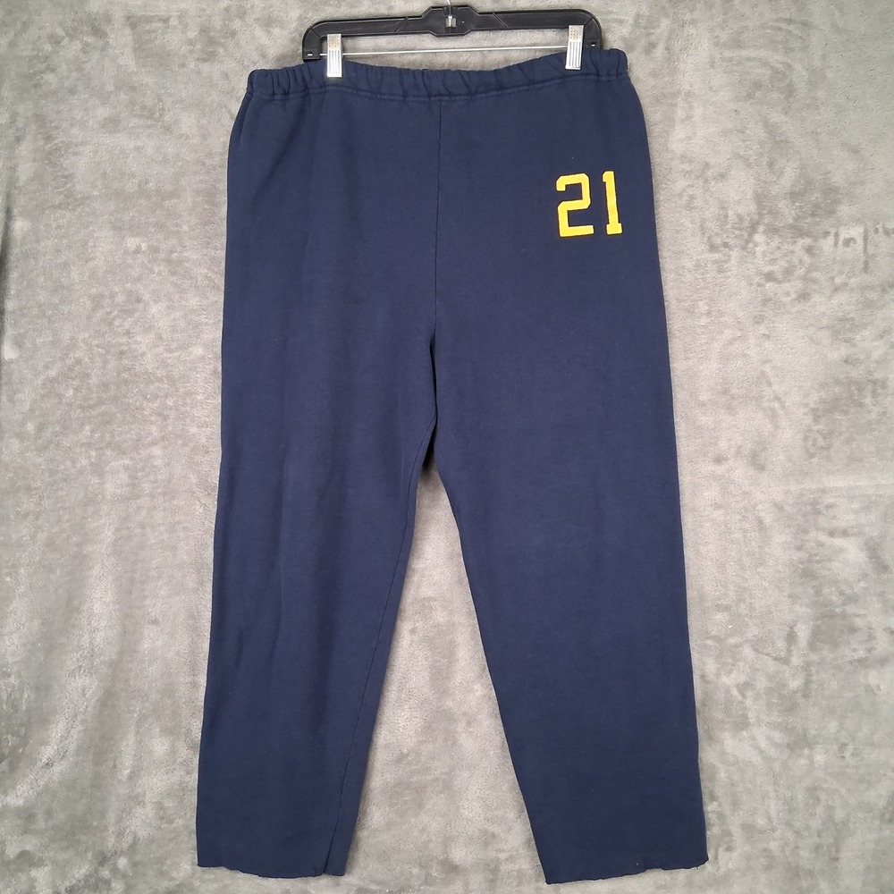 Vintage Russell Athletic Navy Blue Sweatpants Cut Off Hem Mens XL Made in USA 21